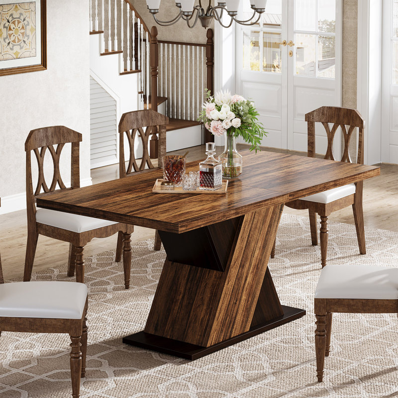 Wolbach 55-Inch Rectangle Dining Table for 4, Farmhouse Kitchen Table for Small Spaces, Walnut