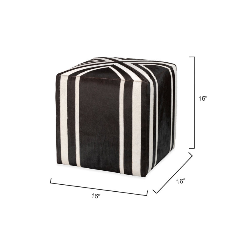 Espresso and White Hair-on-Hide Square Ottoman