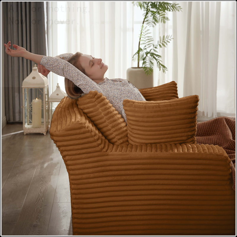 Méridienne surdimensionnée en velours côtelé pour l'intérieur, Orange