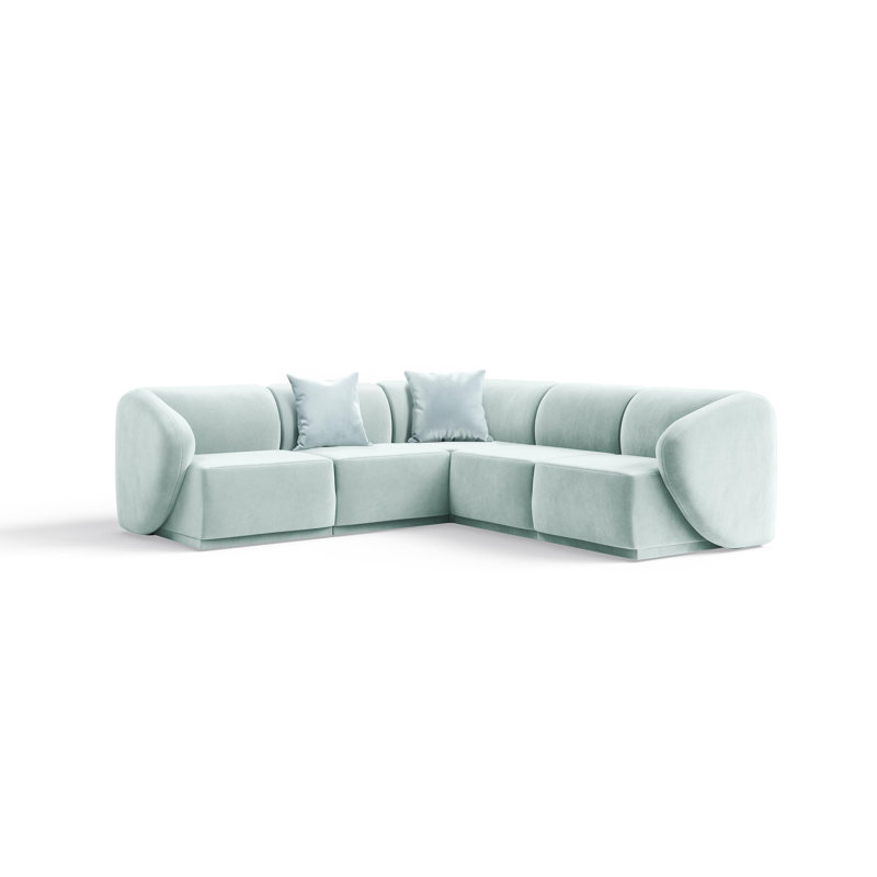 5 Seater Velvet Sofa & Chaise, Blue Velvet