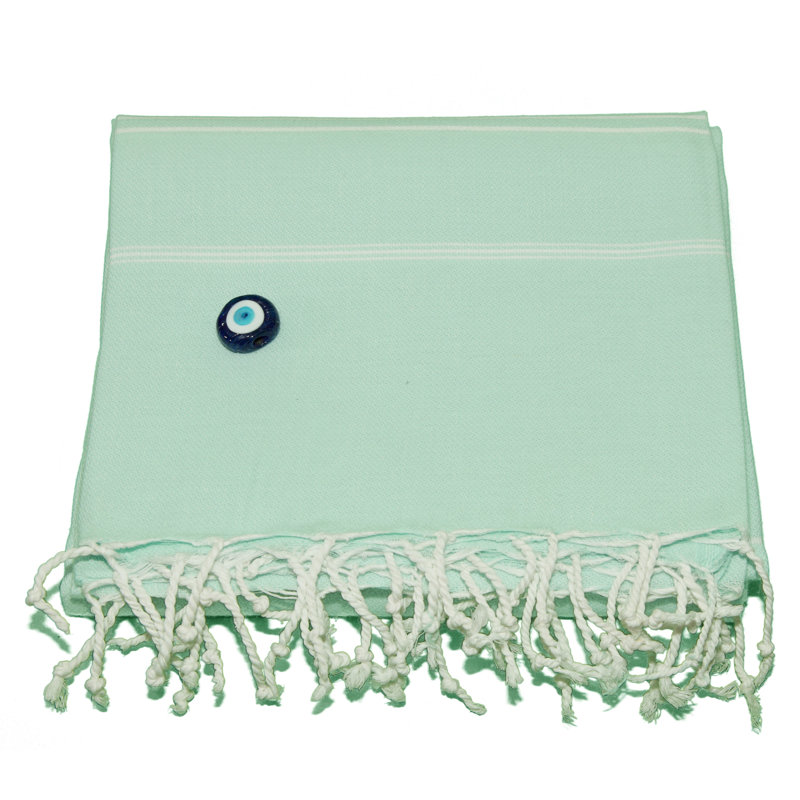Serviette de plage en coton turc Pestemal, Aqua pâle