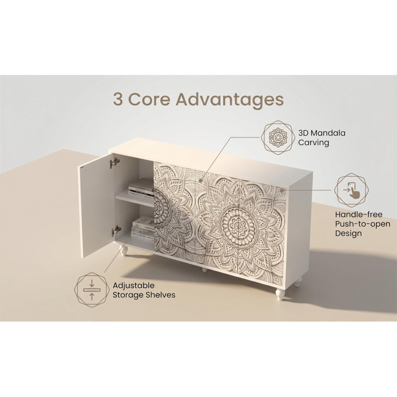 Buffet 60 po 3D Boho Mandala, White
