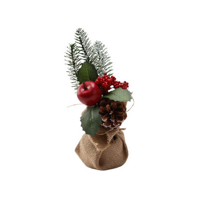 PPlastic Artificial Plant Mini Christmas Artificial Tabletop Plants Ornaments Holiday Decor Xmas Desktop Centerpiece For Home Mantel Shelf