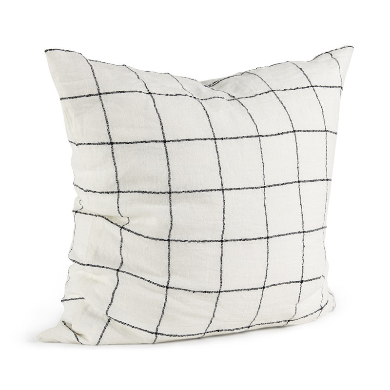 Housse de coussin décoratif carré blanc et noir