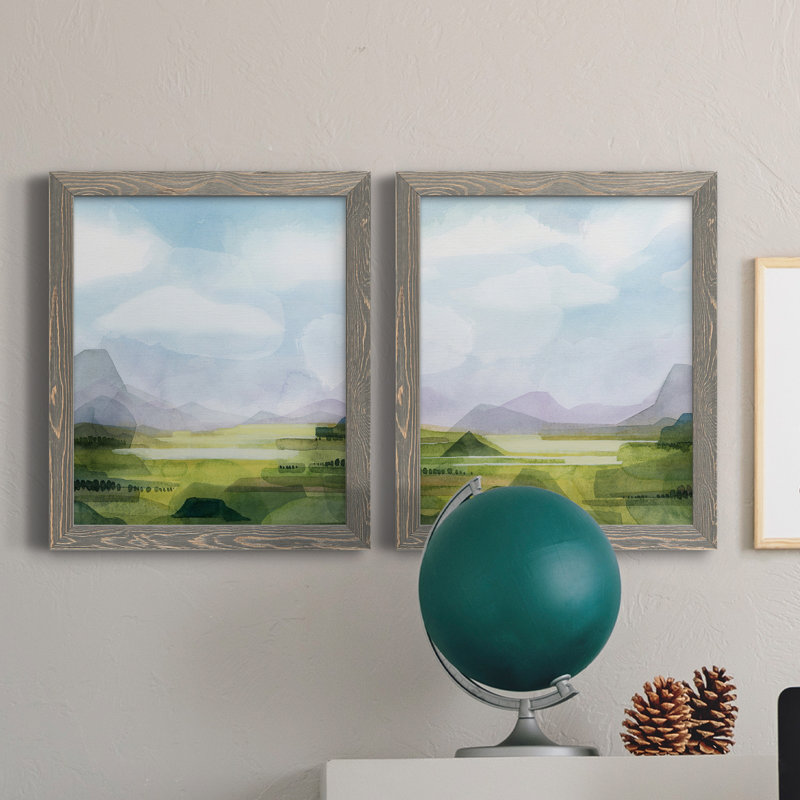 Verdant Vale I - ensemble de 2 peintures sur toile encadrées, Toile avec cadre gris, H 24 po x l 36 po x P 1,5 po
