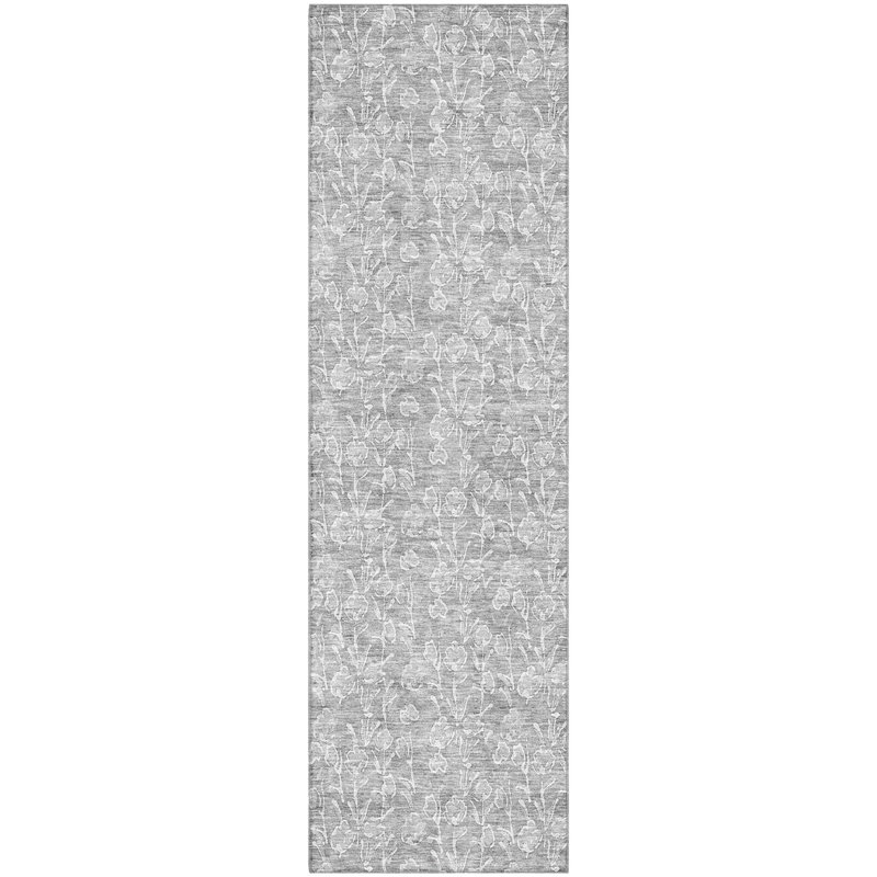 Premium Machine Washable Prisco Silver Rug, Runner 2'3" x 7'6"