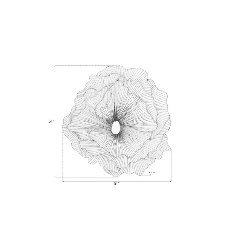 Large Black and Silver Metal Flower Wall Sculpture