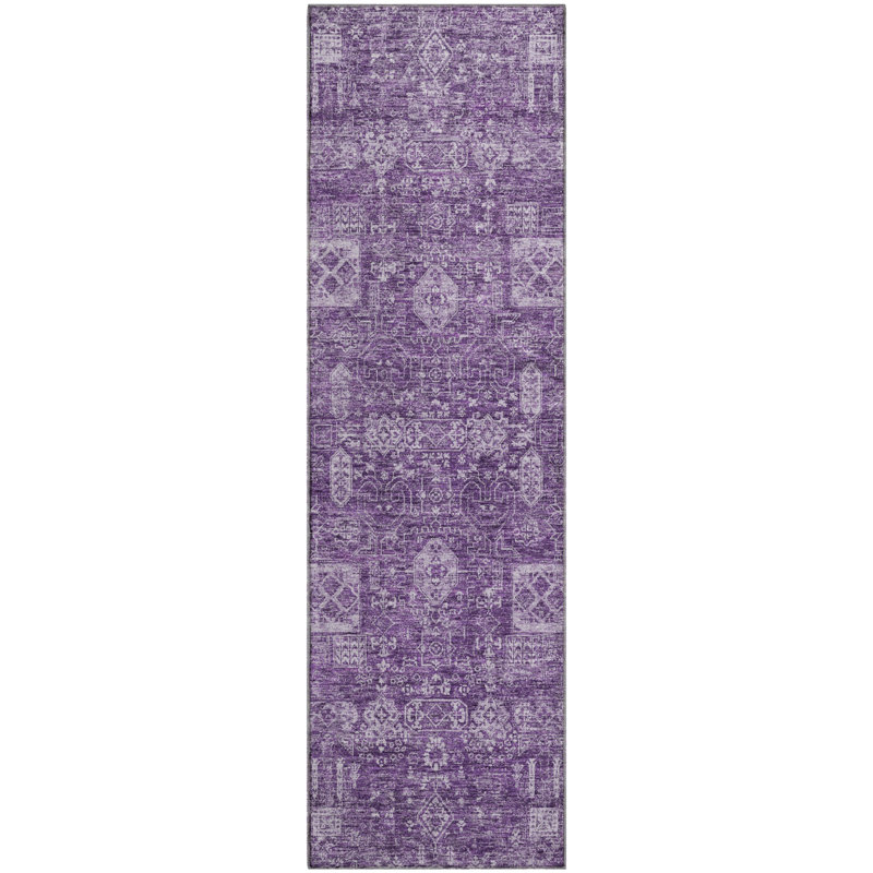 Premium Machine Washable Cerrito Purple Rug, Runner 2'3" x 7'6"