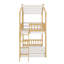 Lit superposé simple au-dessus de simple avec toit, fenêtre et échelle, lit superposé en bois pour enfants
