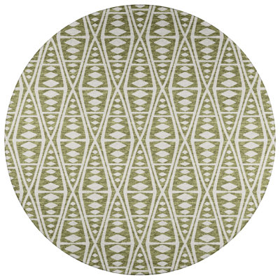 Chenille Washable Geometric Indoor / Outdoor Rug