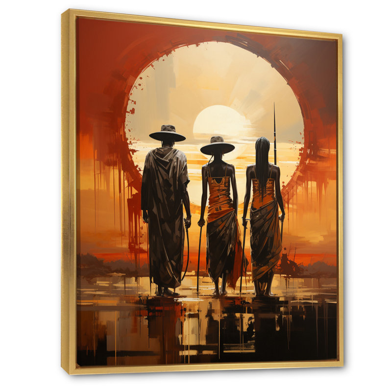 «Kyrel Native American Art Tribal Vision II», reproduction, H 32 po x l 16 po x P 1 po, Cadre flottant doré