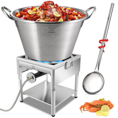 Arc 69Qt Stainless Steel Mexican Cazo Para Carnitas Set, 200,000Btu Protable Propane Burner With Foldable Legs, And 48" Large Spoon, Great For Carnitas, Braising, Seafood Boiling