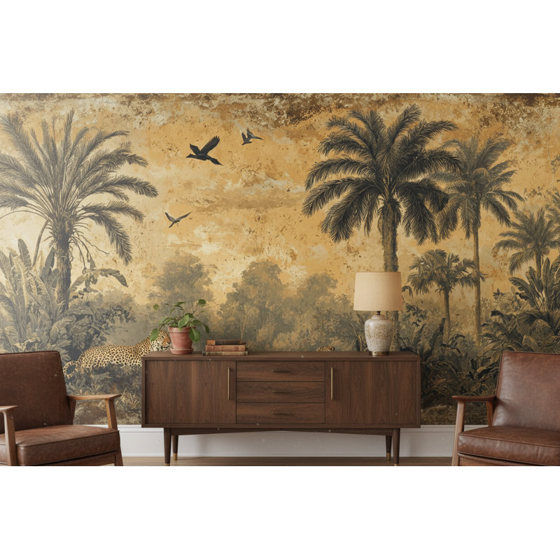 Papier peint oiseaux tropicaux tropicaux, 140 po L x 108 po L