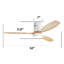 Ventilateur de plafond encastré de 52 pouces DC 3 ventilateur en bois massif Pales ventilateur à télécommande réversible avec lumière