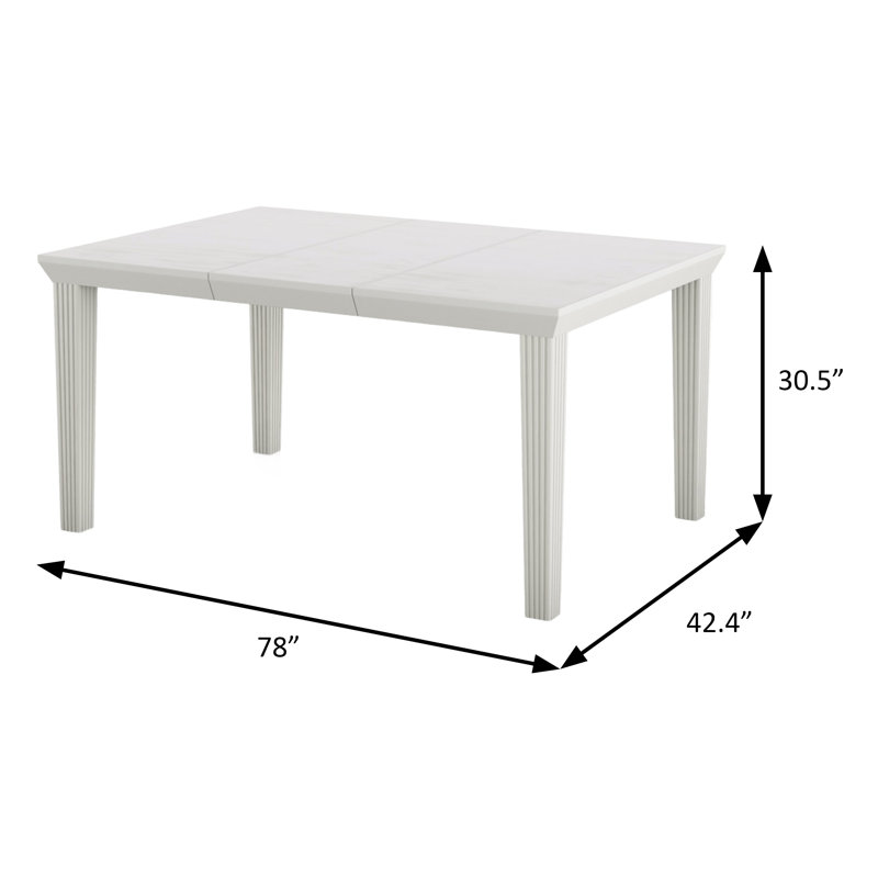 78" W Transitional Dining Table, Antique White/Gray