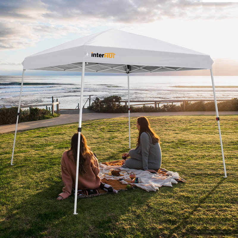 10 Ft White Steel Slant Leg Pop-Up Canopy Tent