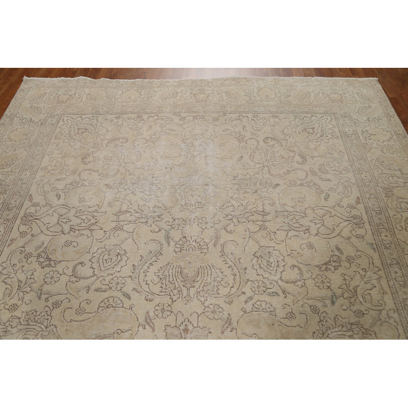 Tapis Tabriz patiné délavé noué à la main 8 x 11