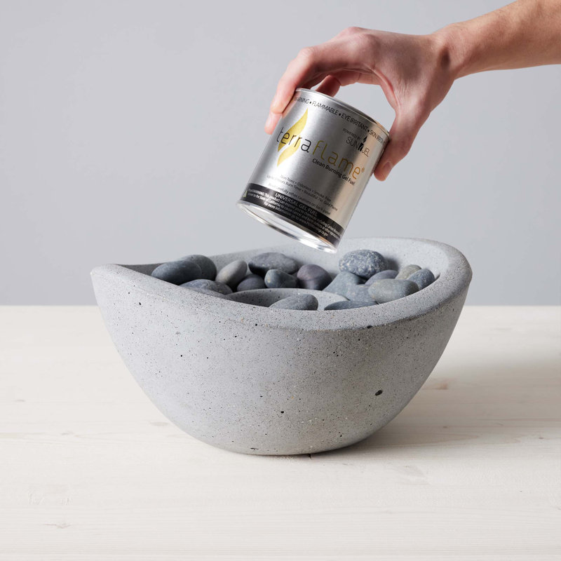 Gray StoneCast Wave Tabletop Gel Fire Pit