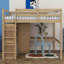 Lit mezzanine double en bois avec bureau, lit robuste avec garde-robe intégré, tablettes de rangement et tiroirs-341298700