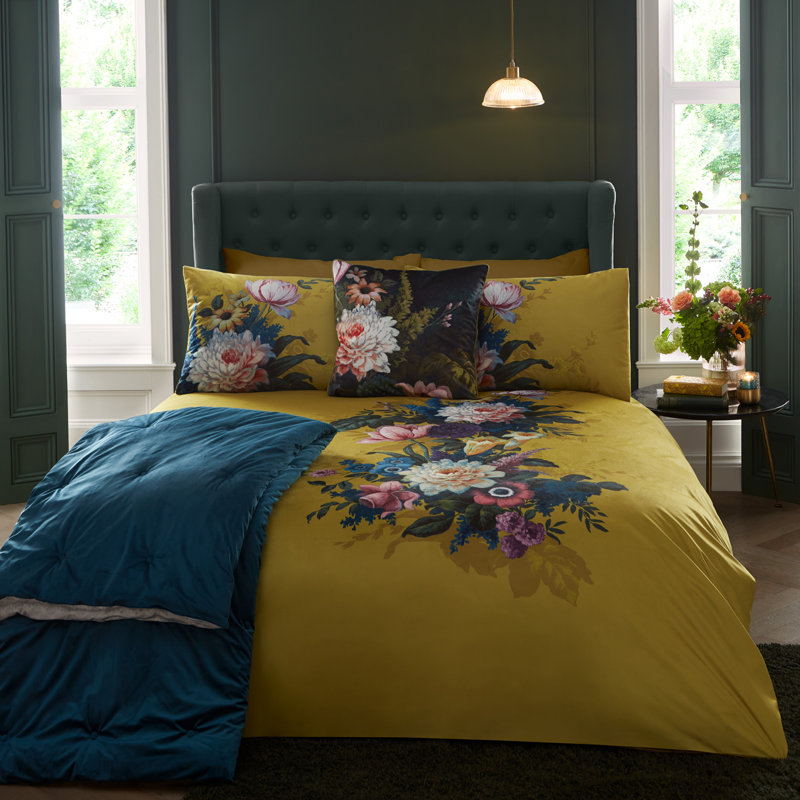 Kennington Floral Black Square Cushion