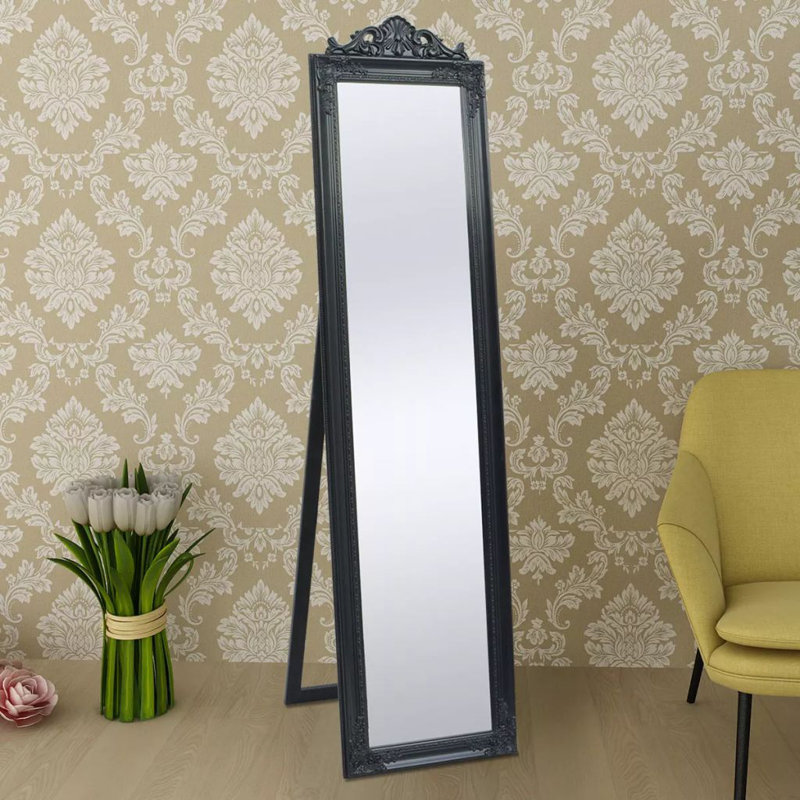 Full Length Floor Mirror Free Standing Wood Bedroom Dressing, Black