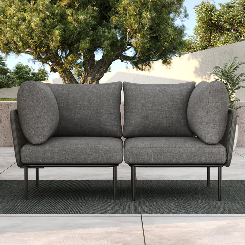 Metal Outdoor Lounge Chair, Dark Grey