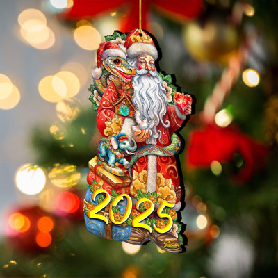 Spécial 2025: Père Noël avec le serpent, décorations en bois, par Debrekht