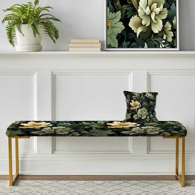 Lapointe Victorian Stealth Flowers I - Banc rembourré camouflage doré
