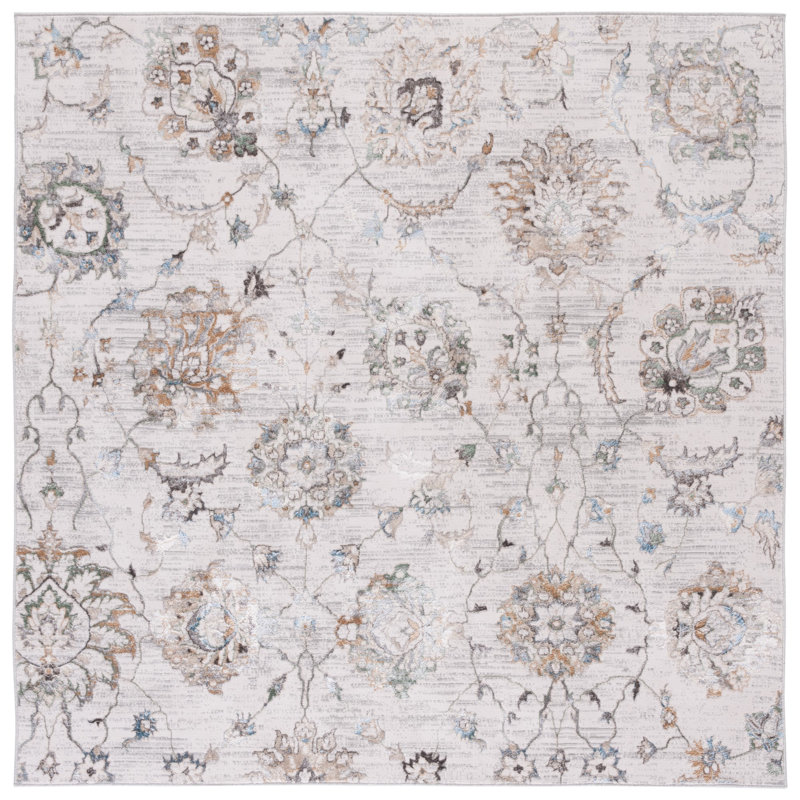 Bel Air Performance Floral Rug, Square 6'7"