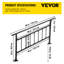 Rambarde d'escalier extérieure, compatible avec les escaliers de 1 à 5 marches, style transitionnel, en fer forgé, réglable, avec barrière, pour marches en béton, trousse d'installation incluse, noir mat