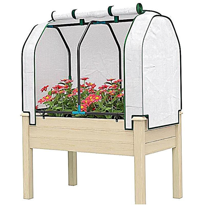 Jardinière compacte, jardin surélevé pour l'extérieur, Bois naturel