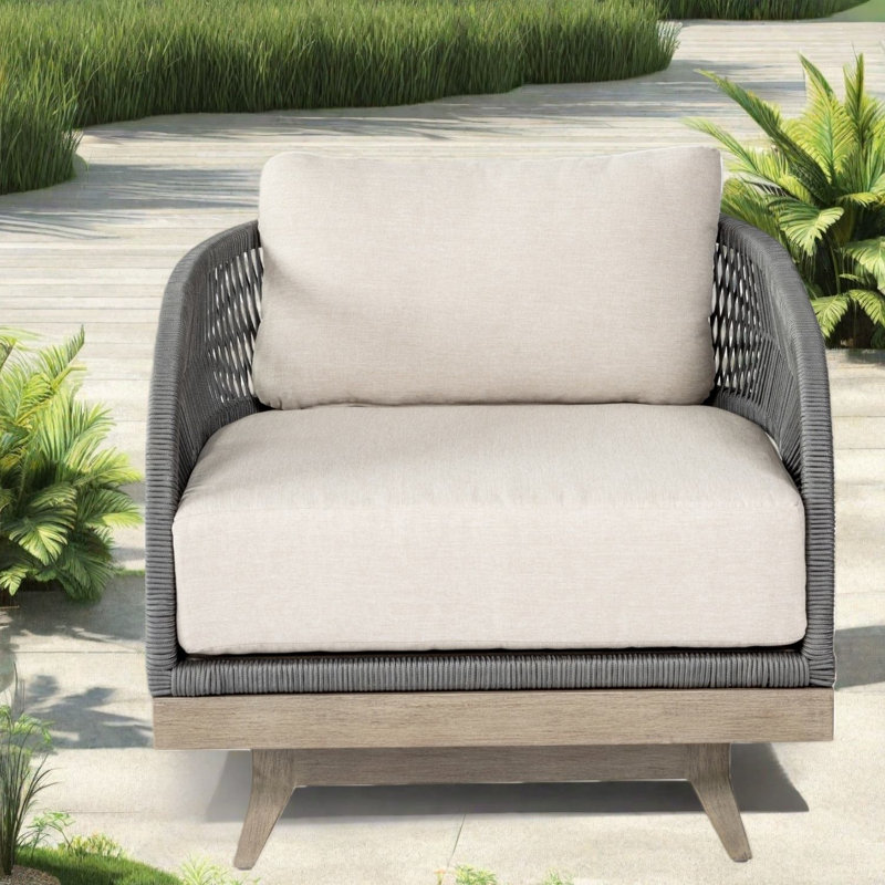 Canapés de patio pivotants confortables en bois d'eucalyptus pour l'extérieur