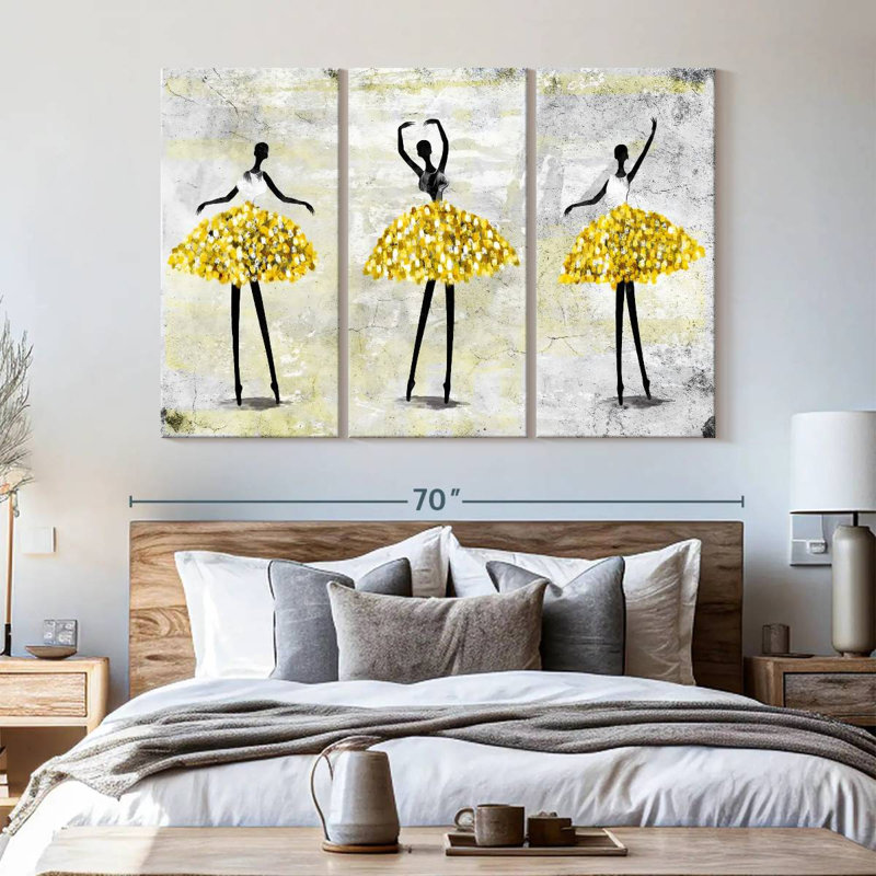 «Glitter Ballerinas», ensemble de 3 reproductions sur toile par Anna LuxArt, H 42 po x l 65 po x P 1,25 po