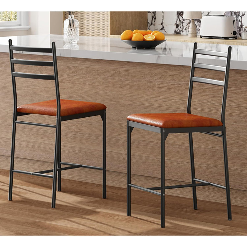 Counter Stool with Metal Frame, 65.83 cm, Brown/Black