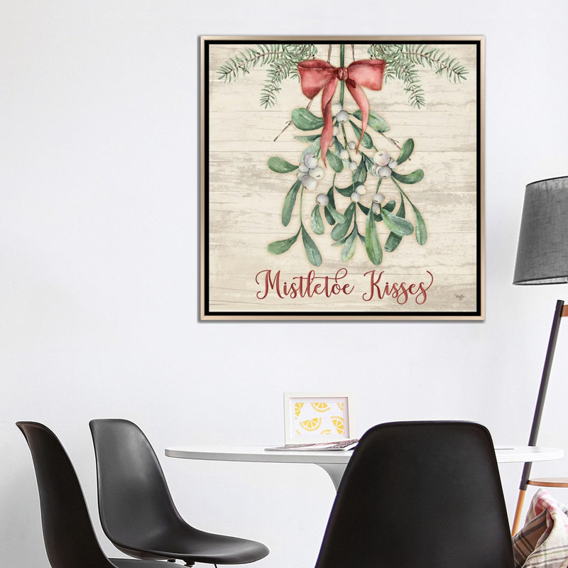 «Mistletoe Kisses», reproduction d'art sur toile encadrée, H 37 po x l 37 po, Champagne