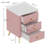 Upholstered Wooden Nightstand with 3 Drawers and Metal Legs&Handles, Bedside Table with Marbling Worktop-71415968