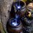 Outdoor Water Fountain with White LED Lights, 23.6" Resin Bear Garden Fountain