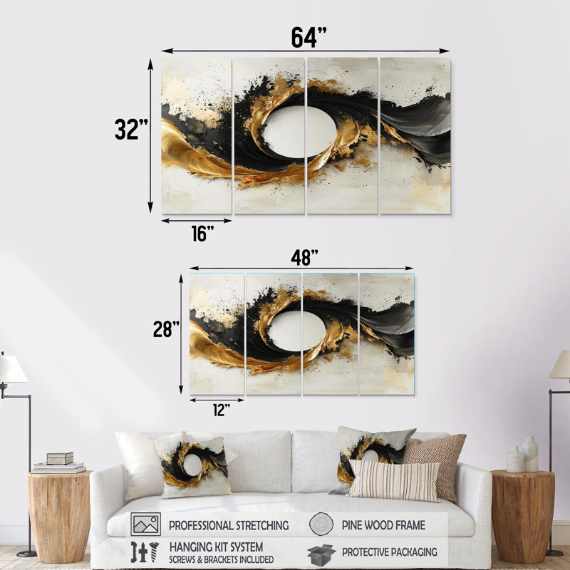 Kamila - décoration murale moderne - art mural abstrait, 4, H 28 po x l 48 po
