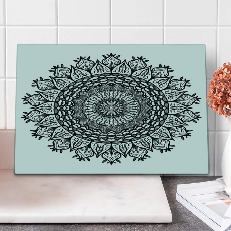 Ambesonne Leaf Cutting Board Large Tribal Flower Black White