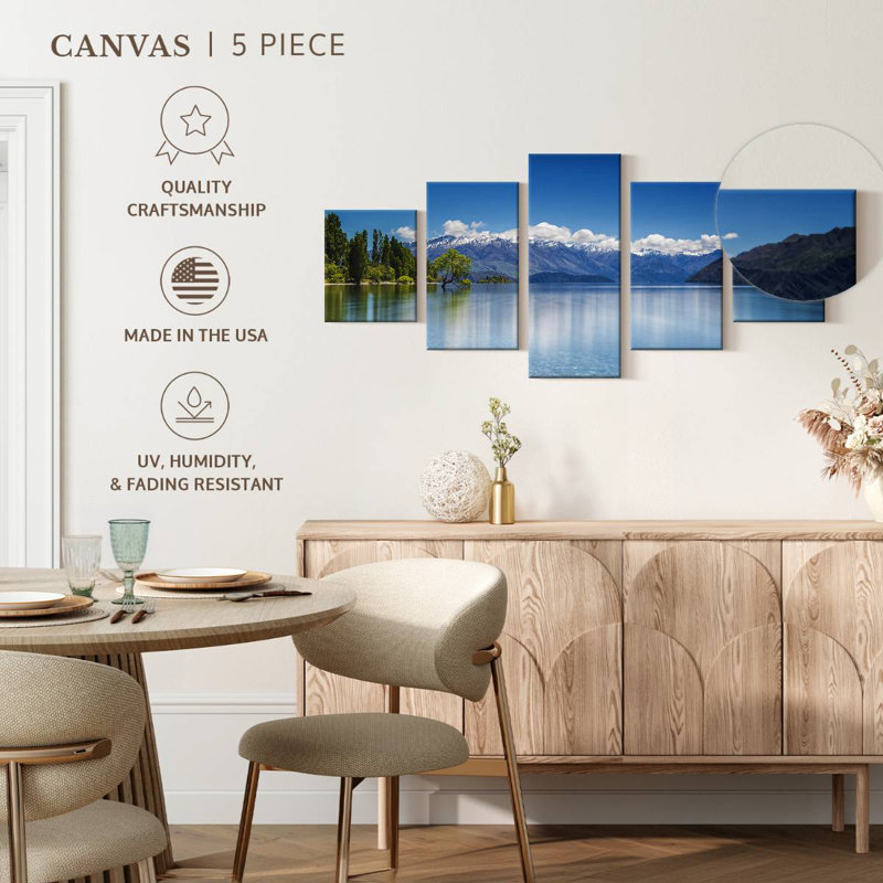 Ciel bleu sur le lac Wanaka, H 42 po x l 92 po