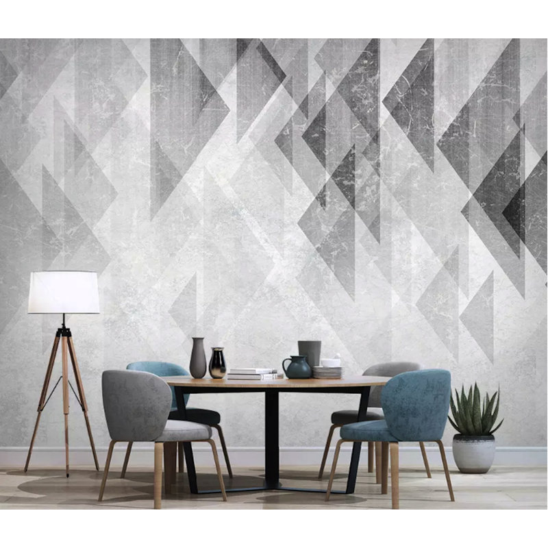 Papier peint amovible moderne géométrique monochrome, L 75 po x l 112 po