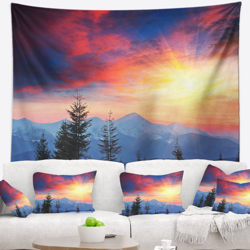Magnifique tapisserie vue paysage d'hiver, H 50 po x l 60 po