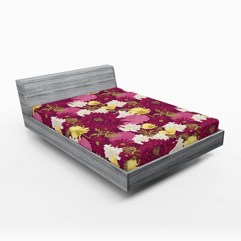 Drap-housse Ambesonne, Drap-housse grand, Rose pâle, gris pâle / floral