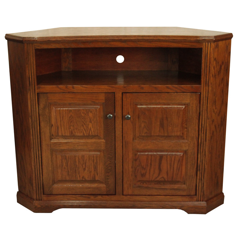 Meuble télé de coin en bois massif pour téléviseur de 55 po ou moins Clouse, Léger