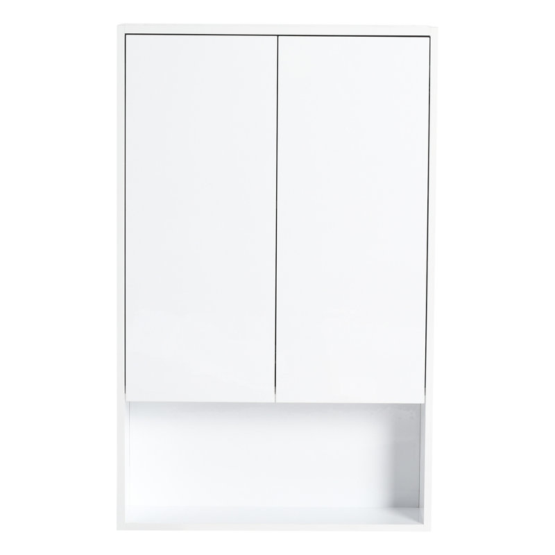 Armoire murale de salle de bain 24 po, portes à fermeture douce, conception à fixation flottante, blanc brillant (emballage KD)