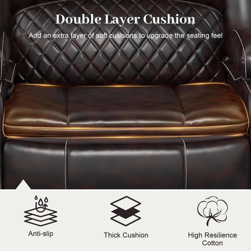 2 + 1 + 1 pièces dans le salon, causeuse inclinable en cuir avec console amovible, 2 sièges de canapé inclinables surdimensionnés, brun
