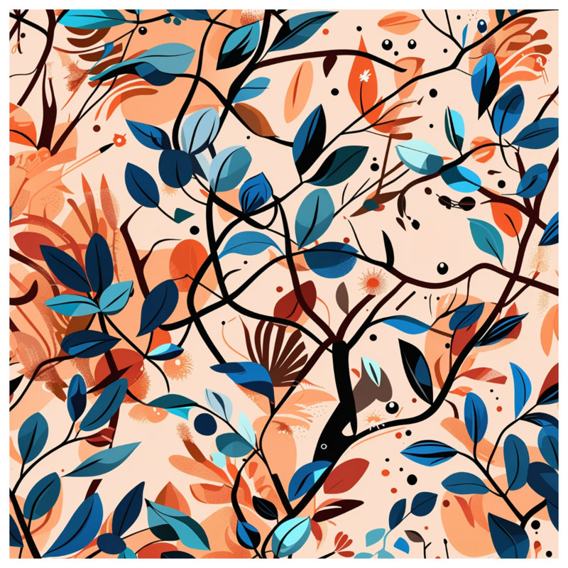 Abstract Blue Leaves Quilted Bedspread All Sizes, Twin