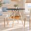 Table de salle à manger ronde moderne en bois massif de 80 cm (31,5 po), couleur noyer, avec rangement-1822679004
