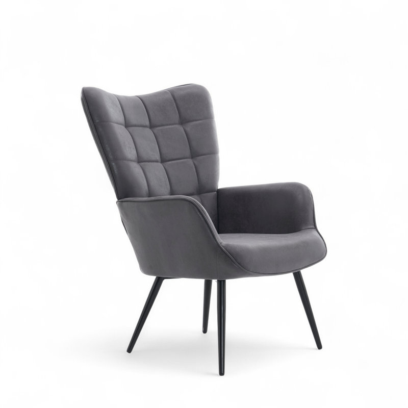 Upholstered Wingback Chair, Grey