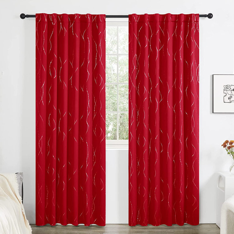 Deenie Room Darkening Curtain Pair, 52'' W x 84'' L, Red